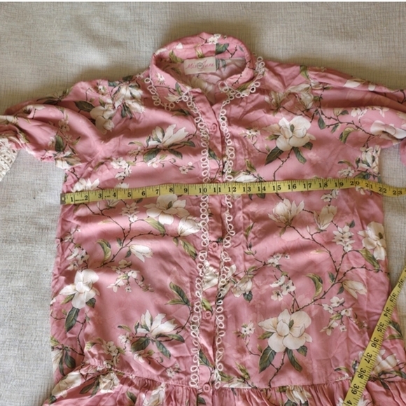 Miss June Boho Floral Mini Dress Fairycore Lace Trim Cottagecore Romantic - Picture 6 of 7